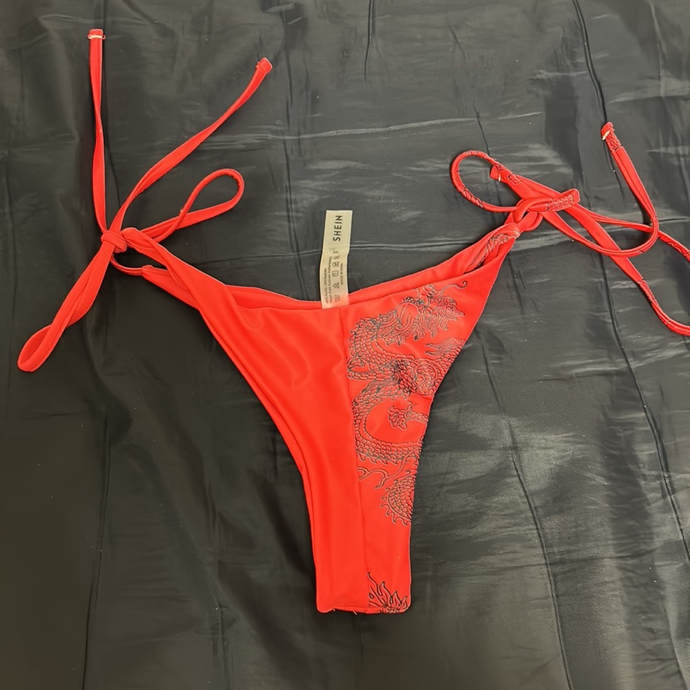 SHEIN dragon themed thong bikini bottoms